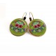 Cabochon earrings, multicolor patchwork, checkerboard