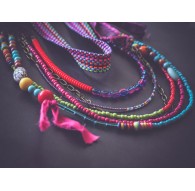 Große Halskette, multicolor, böhmisch, Zigeuner-Chic