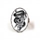 Skull cabochon ring, skull, Gothic black and white