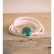 White imitation leather cuff bracelet, Cabochon Tree of life, Green