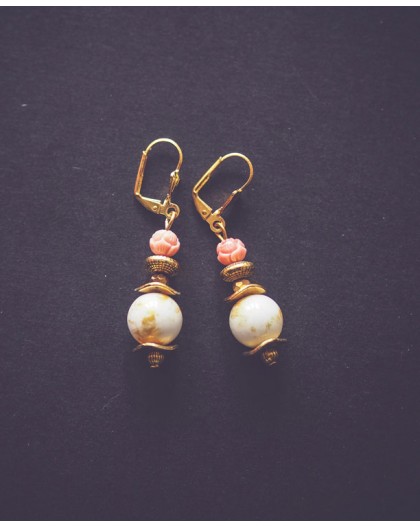 earrings, golden rose 1900