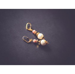 Boucles d'oreilles pendantes, Rose dorée 1900