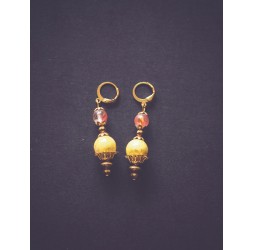 Gold-plated earrings, Pendant, Watermelon and yellow
