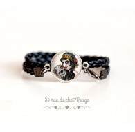 Gothic Manschettenarmband, La muerta, schwarz und rot