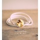 Bracelet manchette simili cuir blanc, cabochon Geisha, Japon, beige marron