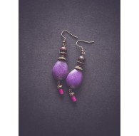 Pendientes colgantes, Howlita púrpura, bronce