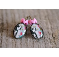 Earrings Portrait of a vintage woman in retro style