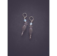 Boucles d'oreilles, pendentif argenté style rétro