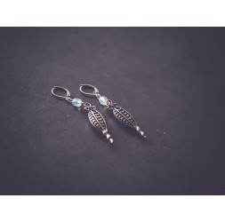 Boucles d'oreilles, pendentif argenté style rétro