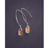 Poppy in the near earrings, green red silver