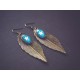 Earrings, Bronze leaf, White star, Turquoise