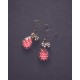 Boucles d'oreilles Gouttes rouge à petits pois, Bronze