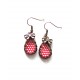 Red dots drop earrings, Bronze