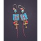 Boucles d'oreilles, Vierge Marie, Turquoise et rouge