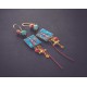 Boucles d'oreilles, Vierge Marie, Turquoise et rouge