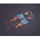 Boucles d'oreilles, Vierge Marie, Turquoise et rouge