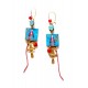 Boucles d'oreilles, Vierge Marie, Turquoise et rouge