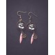 Ohrringe, kleine Libelle, rosa und schwarz, Bronze
