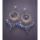 Boucles d'oreilles, perles d'agate multicouleur, bronze