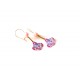 Golden earrings, Fleurettes, liberty style, fuchsia, pink, gold