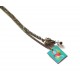 Collier pendentif laiton illustré Perroquet, turquoise rouge, bronze