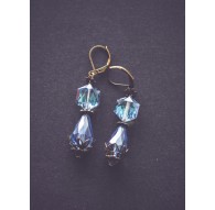 Boucles d'oreilles Bleu mer, bronze, rétro