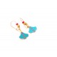 Boucles d'oreilles Feuille Ginkgo Bleu, Rouge, bronze