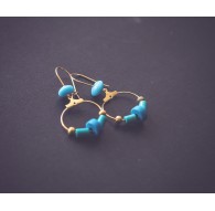 Orecchini a cerchio dorati, blu turchese
