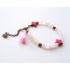 Bracelet Rose, Howlite, fleur, bronze