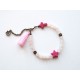 Bracelet Rose, Howlite, fleur, bronze