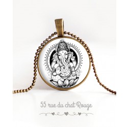 Cabochon pendant necklace Hindu God, Ganesh, Hindi God, India, Indonesia