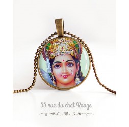 Necklace cabochon pendant Hindu Goddess, Vishnu, lucky charm