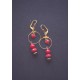 Boucles d'oreilles créoles dorée, perles rouge