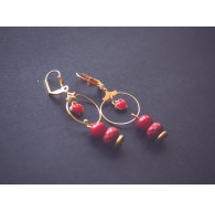 Pendientes de aro rojo y dorado