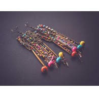 Bohemian, Boho, multicolor, bronze earrings