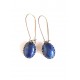 Earrings, cabochon Lapis Lazuli, blue, bronze
