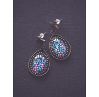Pendientes colgantes, floral, bohemio, colorido, turquesa