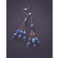 Pendientes, colgantes, piedra amatista, bronce