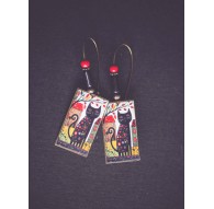 Boucles d'oreilles, Petit Chat, ultra coloré, moderne