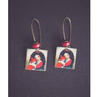Orecchini bambina e volpe, ottone e rosso