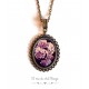 Cabochon cabochon pendant necklace Rose bouquet, pink and purple tones