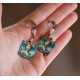 Ohrringe, Japan Blumen, rot und blau, Bronze, Frau Schmuck