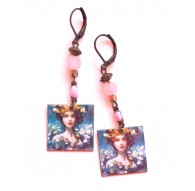 Earrings, Queen of Flower, boho, bohemian, colorful