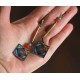 Boucles d'oreilles, Floral Japon, rouge et bleu, bronze, bijoux pour femme