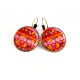 cabochon earrings Hindu inspiration, intense red and pink, size choice