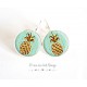 Pendientes pendientes de plata, de oro, piña azul pastel