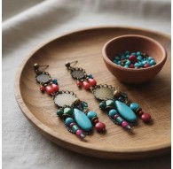 Boucles d'oreilles, Bohême, Gypsy, Multicouleur, Arc-en-ciel
