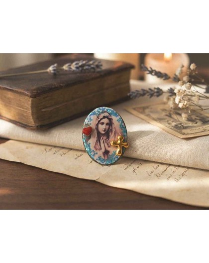 Broche cabochon Dia de muertos, spirit Mexico mutlicouleur bronze