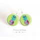 Pendientes pendientes de plata, de oro, piña azul pastel