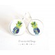 Pendientes pendientes de plata, de oro, piña azul pastel